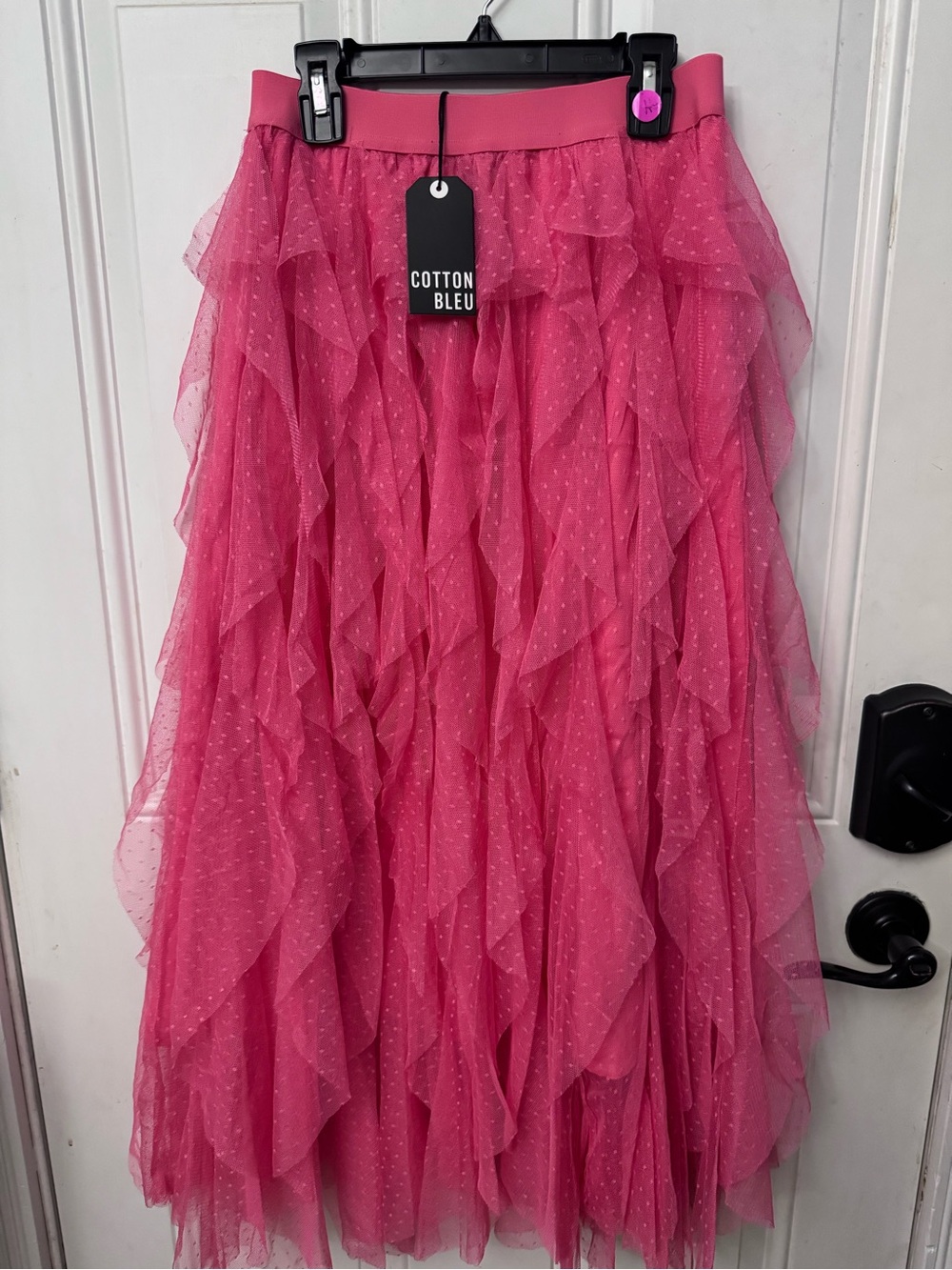 Women’s Cotton Bleu Pink Tiered Ruffle Tulle Skirt Small